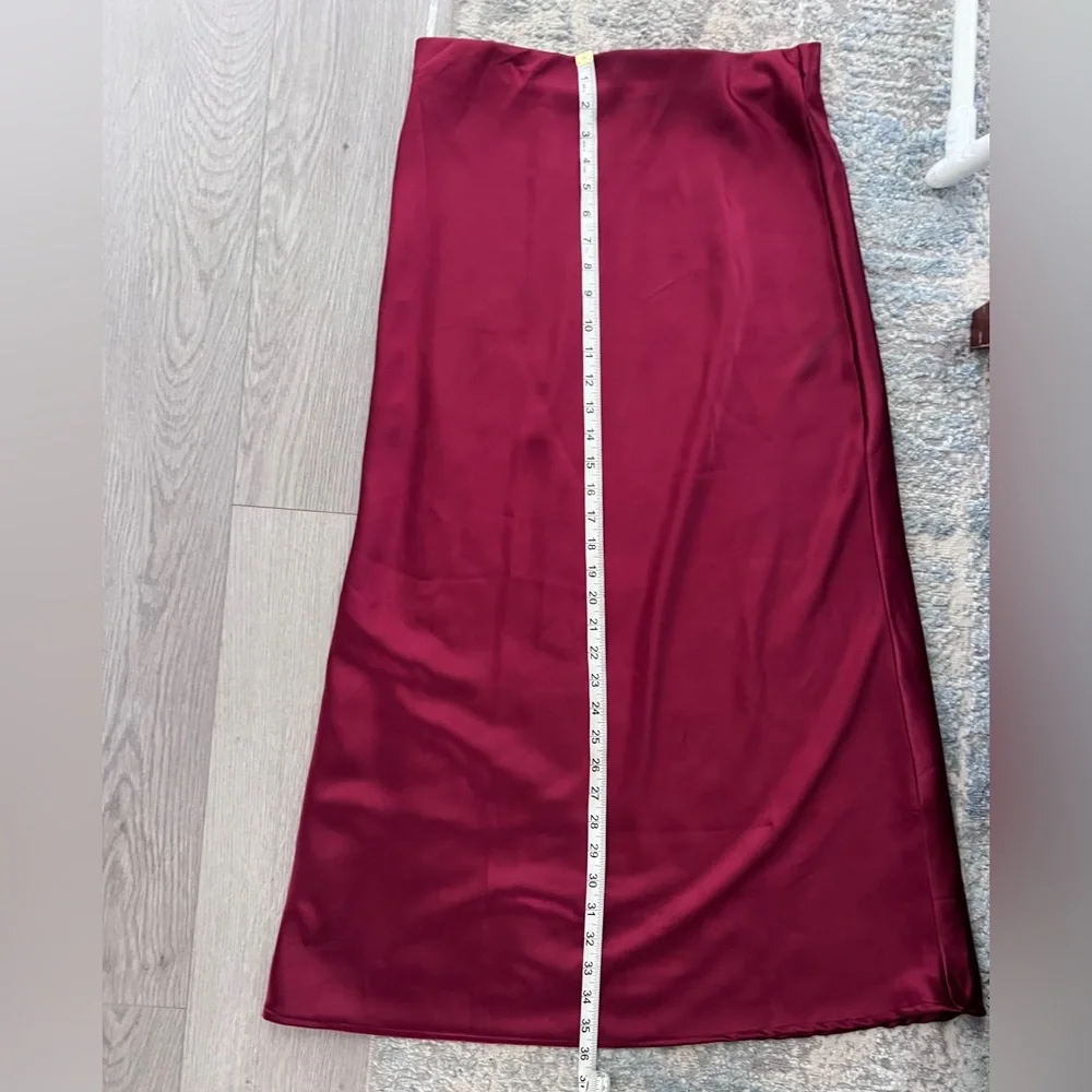 NOWT | If She Loves Deep Red Satin Maxi Skirt, Size M